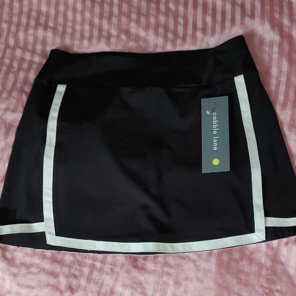 Cobble Lane Black Skirt with White Trim